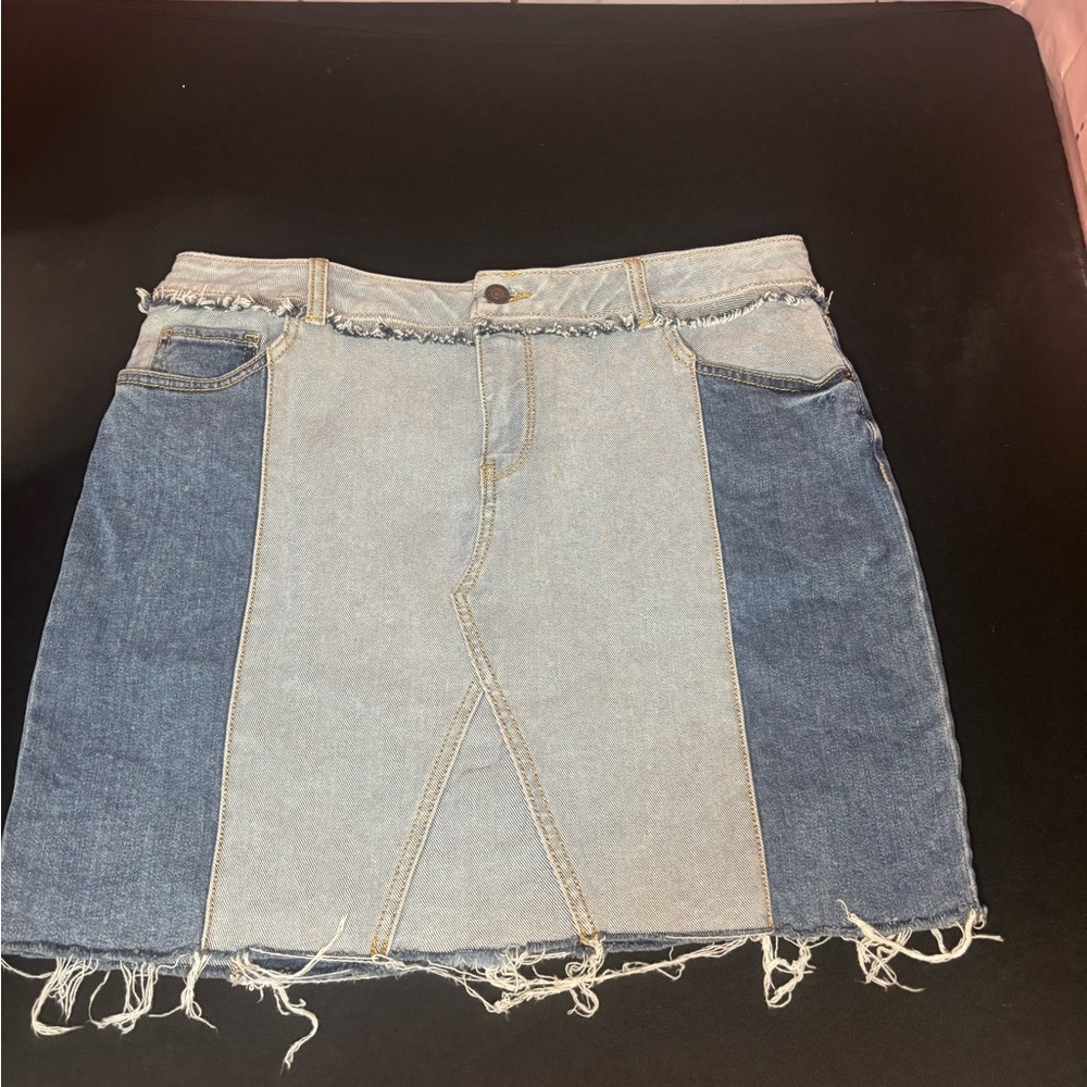 Soho Two-Tone Denim Mini Skirt